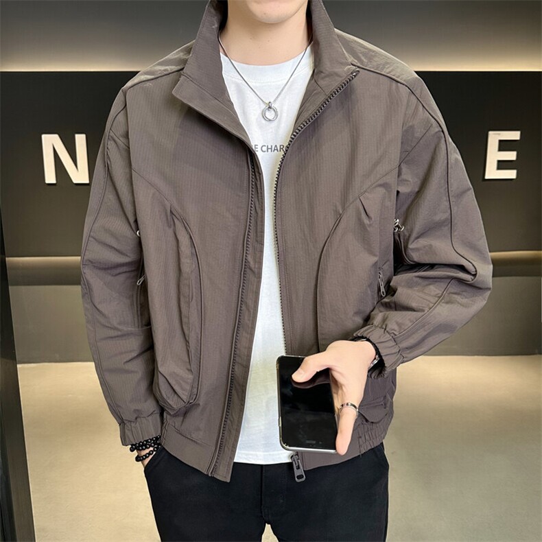 店主风春季休闲男士翻领立领简约纯色夹克外套男,男装夹克,电商B255