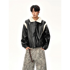 现货秋冬皮夹克羊羔绒加厚外套袖子拆卸马甲1016-1W109P106K178，男装夹克，星座1016-1（原电商B408-1）