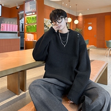 B402P42秋冬复古百搭时尚圆领毛衣男高街潮流宽松慵懒，男装针织衫/毛衣，星座512-6