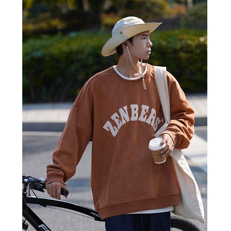 EQ121麂皮绒卫衣男日系ctboy字母发泡印花长袖外套2024秋装P58,男装卫衣,电商C306-1