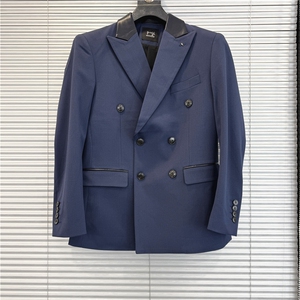 厚款双排扣条纹高品质拼皮西装外套XK931配套西服黑色DX931-P153图片