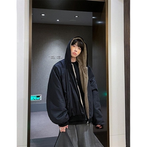 两面穿现货重磅短款座山雕棉衣男女双面穿毛毛绒棉服加厚外套图片