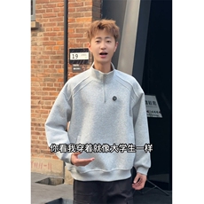 美式复古半拉链套头卫衣男女秋季宽松情侣百搭休闲上衣特P48，男装卫衣，电商C306-1