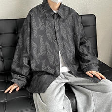 C8026/P40春装四季款中性风印花宽松简约衬衣男女衬衫上衣潮，男装衬衫，电商A141