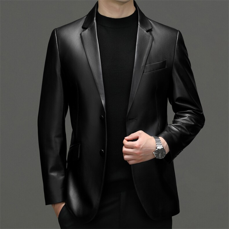 DLSN2310秋冬新款海宁男士绵羊皮皮衣皮西服休闲男装外套百搭图片