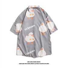 白底平铺短袖衬衫春款男港风潮流C1251P28，男装衬衫，星座1116-2