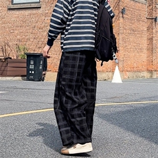 加绒卫裤肌理感格纹休闲裤男2025搭配卫衣毛衣日系裤子1030/P55，男装休闲裤，星座1412-2