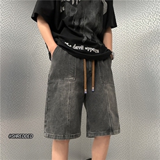 夏季新款港风系带水洗牛仔短裤休闲五分裤B315-K23215-P45控58，男装牛仔裤，电商B315