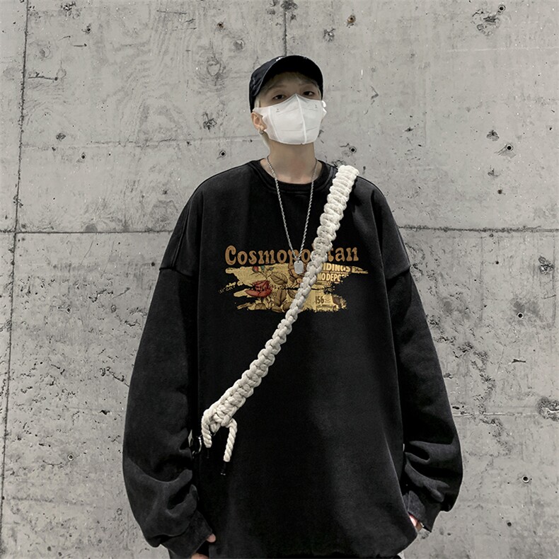 美式潮牌重磅水洗做旧圆领卫衣力推大码男BK5527-P58加绒P66,男装卫衣,星座517A