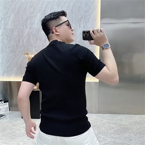 欧货流行潮男短袖夏季时尚轻奢流星烫钻修身半袖男潮牌圆领上衣潮图片