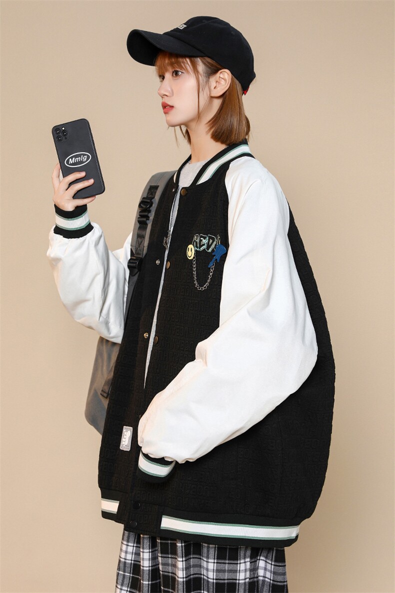 秋装新品潮韩版夹克棒球服男女2023中性风时尚刺绣外套8013-P95,男装夹克,电商A441-1