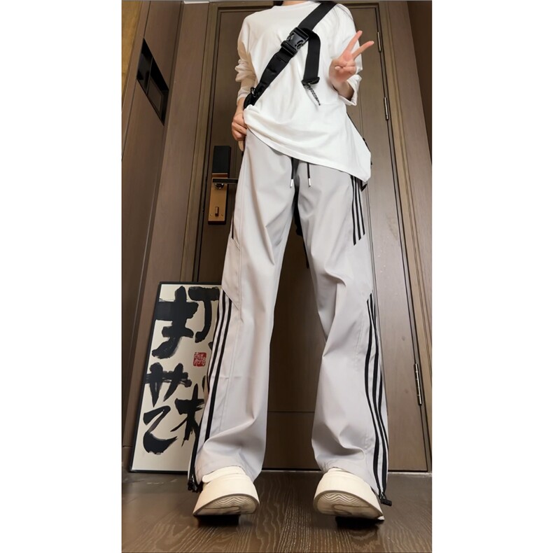 抖音品质秋季新款潮流条纹设计宽松冲锋裤B315-K24315-特p35控68图片