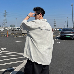 新款男士黑色休闲Polo衫短袖ins宽松时尚百搭T恤潮流T58-P45图片