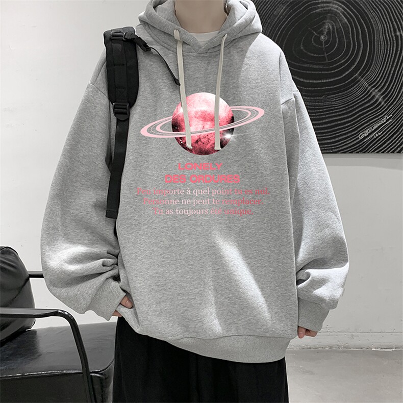 WY2184-P35 加绒款-P40 纯棉连帽卫衣男大码运动帽衫宽松薄外套男图片