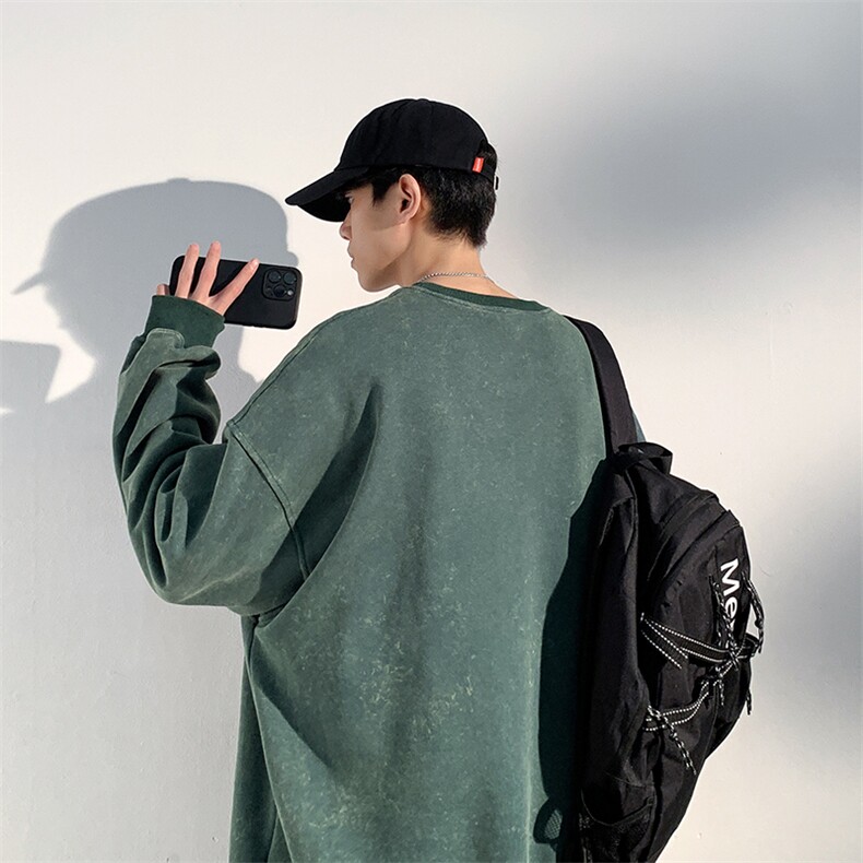 库存2万+抖音品质大码水洗做旧套头圆领卫衣男23XW99281-特批40,男装卫衣,电商A042