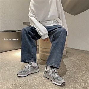 复古牛仔裤男士潮流宽松直筒阔腿潮牌百搭拖地老爹长裤NK704-p40图片