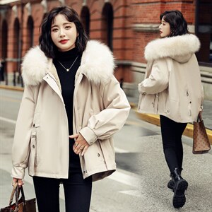 现货冬装2024年新款加绒派克服女韩版宽松加厚冬季大码外套棉袄图片