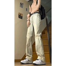 黄泥复古微喇牛仔裤男直筒宽松水洗做旧美式高街裤子潮CJR011-p42，男装牛仔裤，星座1008