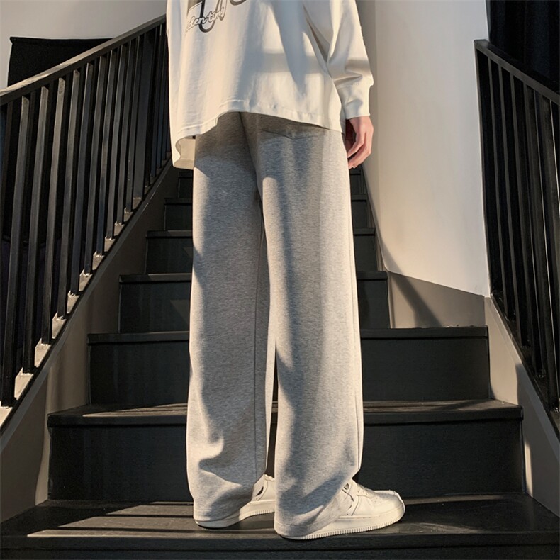港风2023春夏新款男生百搭阔腿裤束脚纯色休闲裤K23109-P40控68,男装休闲裤,星座717