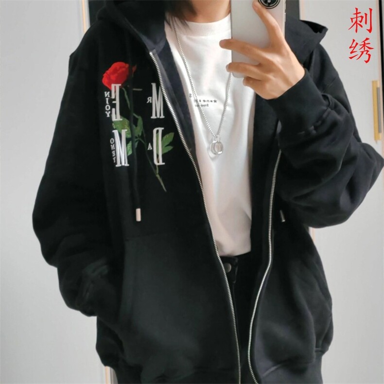 刺绣连帽拉链卫衣KM7023款M-3XL,男装卫衣,星座506A