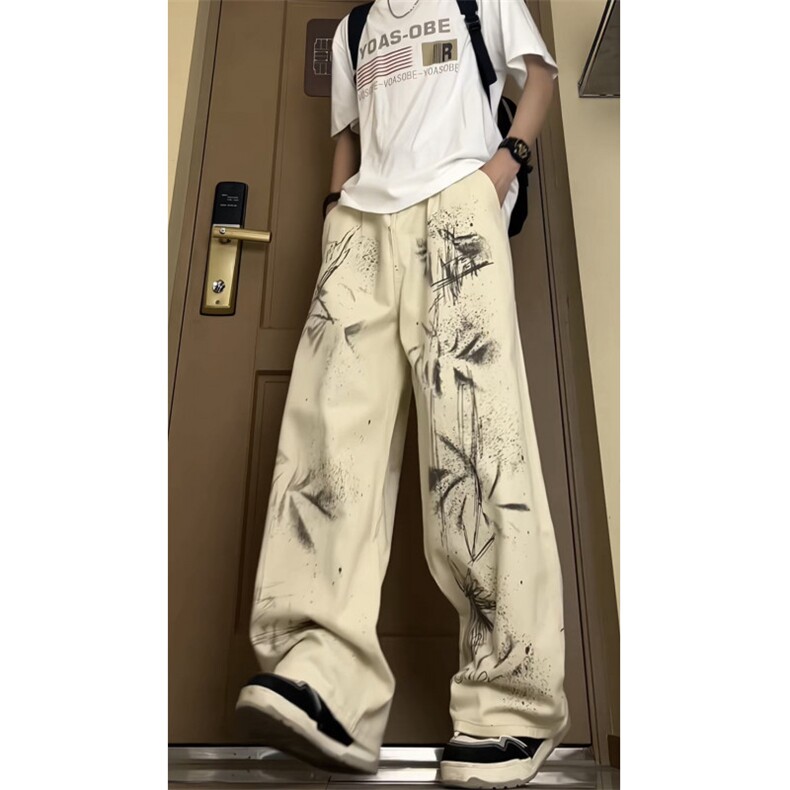 潮牌高街牛仔裤2025春夏新花色新中式宽松百搭痞帅青少年裤002P55,男装牛仔裤,电商D256A(原A064A)