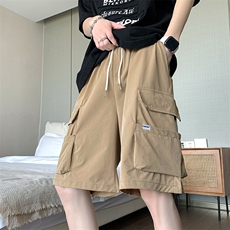 8XL-M特大码冰丝短裤男五分裤褶皱休闲裤工装中裤DK1504P45控68，男装休闲裤，电商D206-1