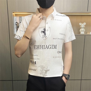 PL012-特P35社会小伙polo衫男士休闲翻领短袖T恤青年印花夏装图片