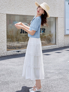 巨好看吊带连衣裙套装女夏裙子2025新款今年流行爆款蛋糕裙两件套图片