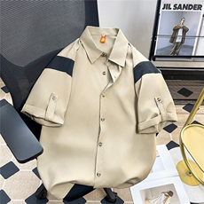 衬衫男士短袖韩版潮流帅气拼色宽松2025夏ins宽松外套CY933-P34，男装T恤，星座412-3