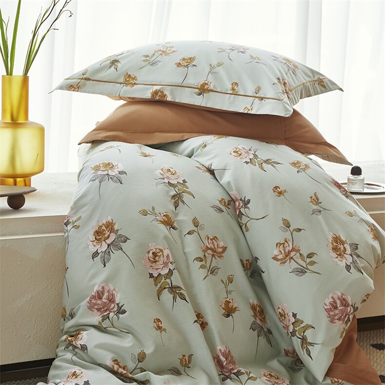 美式全棉铂金柔棉床单床笠款印花四件套被套放缩水,女装床品套件,一起卖家纺