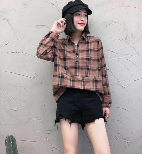 春装新款休闲麻料衬衫，女装衬衫，依伊贝诺