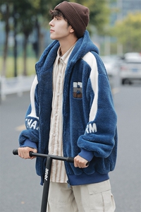 冬装学生加绒加厚棉衣潮羊羔绒宽松连帽外套男女 919-P110控价158图片