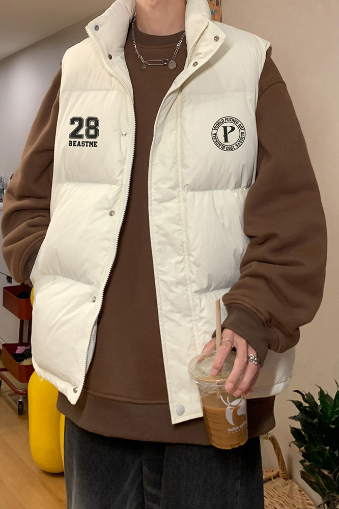 港风新款时尚字母印花50白鸭绒保暖羽绒马甲A247-MJ826P115控138,男装背心/马甲,电商A247