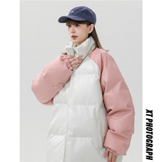 中性风拼接撞色面包服时尚立领保暖皮棉服A247-MY520特批85，男装棉衣，电商A247