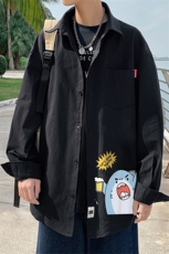 春季长袖衬衫男宽松港风衬衣男外套男CSCS274-P35，男装衬衫，电商B371