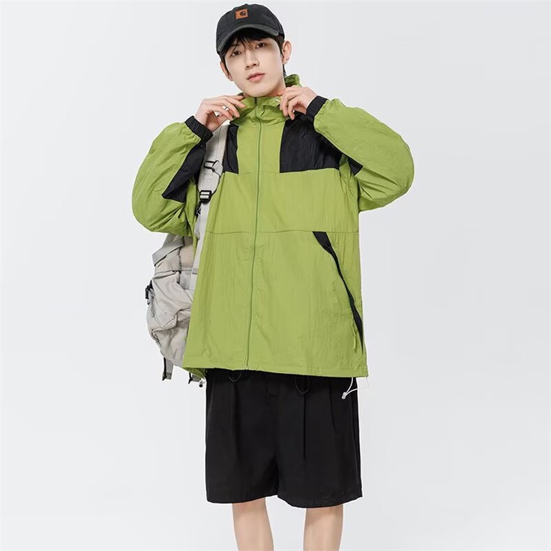 防晒衣男女款透气皮肤衣夏季2025钓鱼防晒服户外运动撞色连帽外套，男装防晒衣，星座1210-1