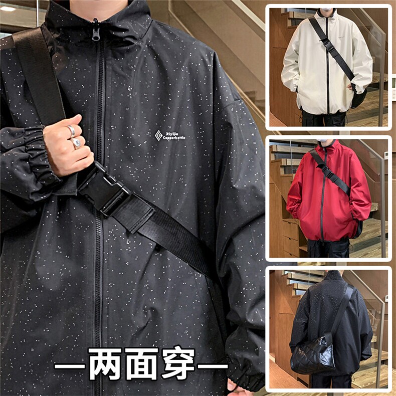 JK9026/P70春装两面穿休闲男外套宽松情侣运动ins百搭夹克两面服图片