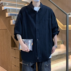 C1020/P28春款衬衣立领五分中袖男女短袖衬衫七分袖大码，男装衬衫，电商A141