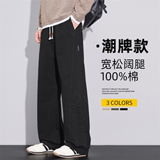 新款裤子男款秋季潮流百搭宽松直筒显高纯棉阔腿长裤Z2564-P50，男装休闲裤，星座509
