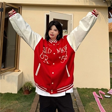 A522-P90潮牌重磅钉珠棒球服夹克外套春季学院风情侣休闲上衣，男装夹克，星座911