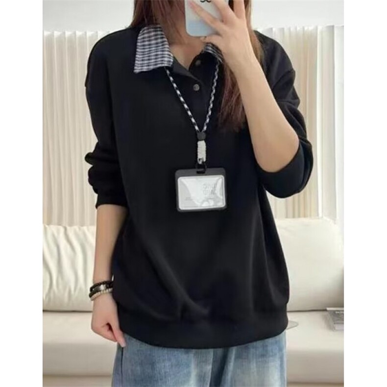 美式休闲POLO领卫衣男加绒保暖假两件宽松上衣格子领设计PHY06,男装Polo衫,星座1116A（原606A-3）