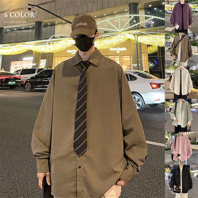 春季新款桃皮绒衬衫港风宽松衬衣男女薄款外套Q2480-TP2539,男装衬衫,电商A102