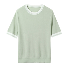 夏季新款撞色短袖莱赛尔加长绒棉短袖，女装T恤，杭跃羊绒