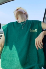 主推大250克重磅砂洗刺绣天丝棉冰丝坎肩T恤JF507特P35控55，男装T恤，电商A422-1