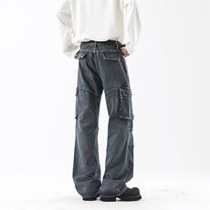 高品质B221美式ins高街暗黑宽松工装牛仔裤LK24341-P70控98，男装牛仔裤，电商B221