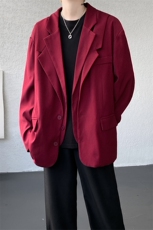 潮流休闲西装外套高级痞帅宽松韩版自带垫肩双层假两件西装P95，男装西服，电商B319