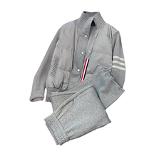 女秋冬条纹棉服针织高领拉链加厚外套，女装棉衣/棉服，江南
