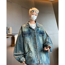 春季美式休闲痞帅复古牛仔外套男宽松潮牌高街百搭夹克88499-p68，男装工装外套，星座1008