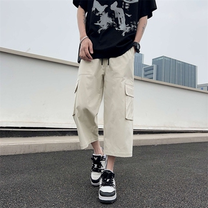 宽松阔腿七分裤男夏季美式工装短裤高街伐木裤子-A1055TP30控58图片