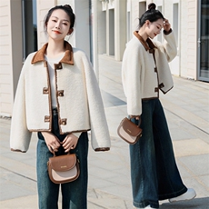 双面可穿麂皮绒上衣女秋季2024新款小个子冬季加绒加厚仿羊羔毛外套，女装羊羔毛/颗粒绒，曼娅璐